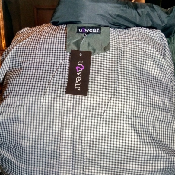 Mens Olive Green Bomber Puffer Coat - Picture 6 of 8